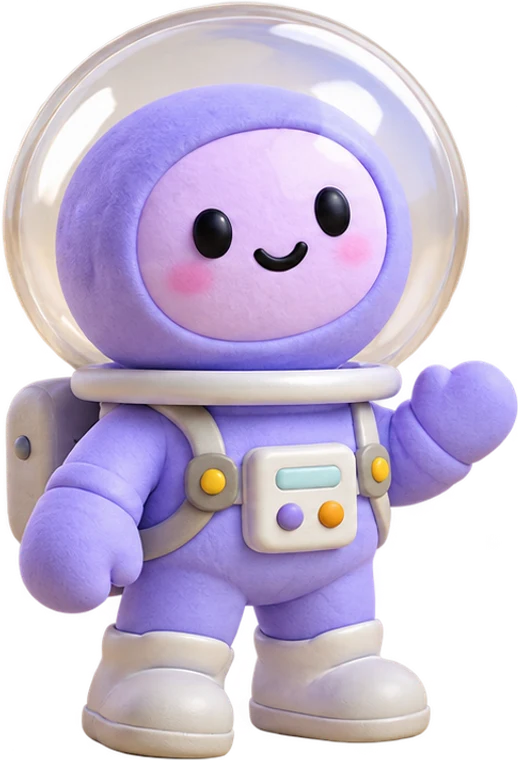 Orbit, a lilac astronaut